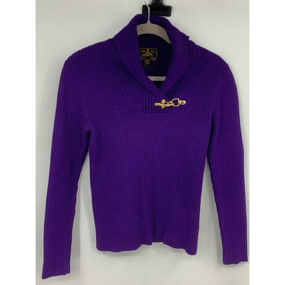 Lauren Ralph Lauren Womens Medium Sweater Luxe Old Money Fisherman Shawl Preppy - Picture 1 of 6